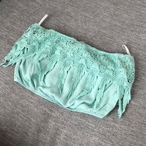 Nasty Gal Mint Green Crop Top Lace Details Size S
